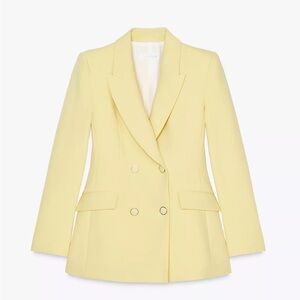 Zara Light Yellow Double-Breasted Blazer